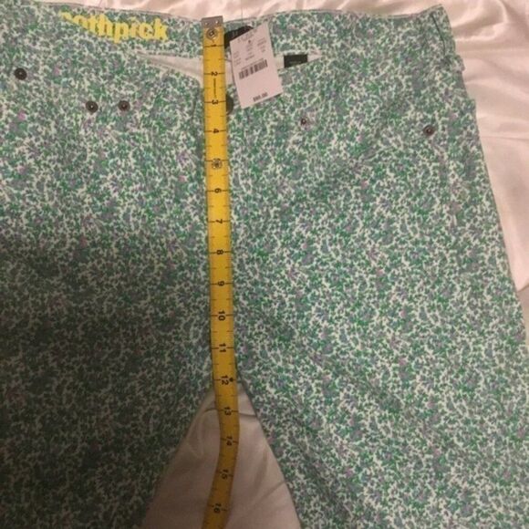 J Crew Floral Print Toothpick Stretch Floral Straight Leg Zip Green Jeans 31 - Picture 8 of 12